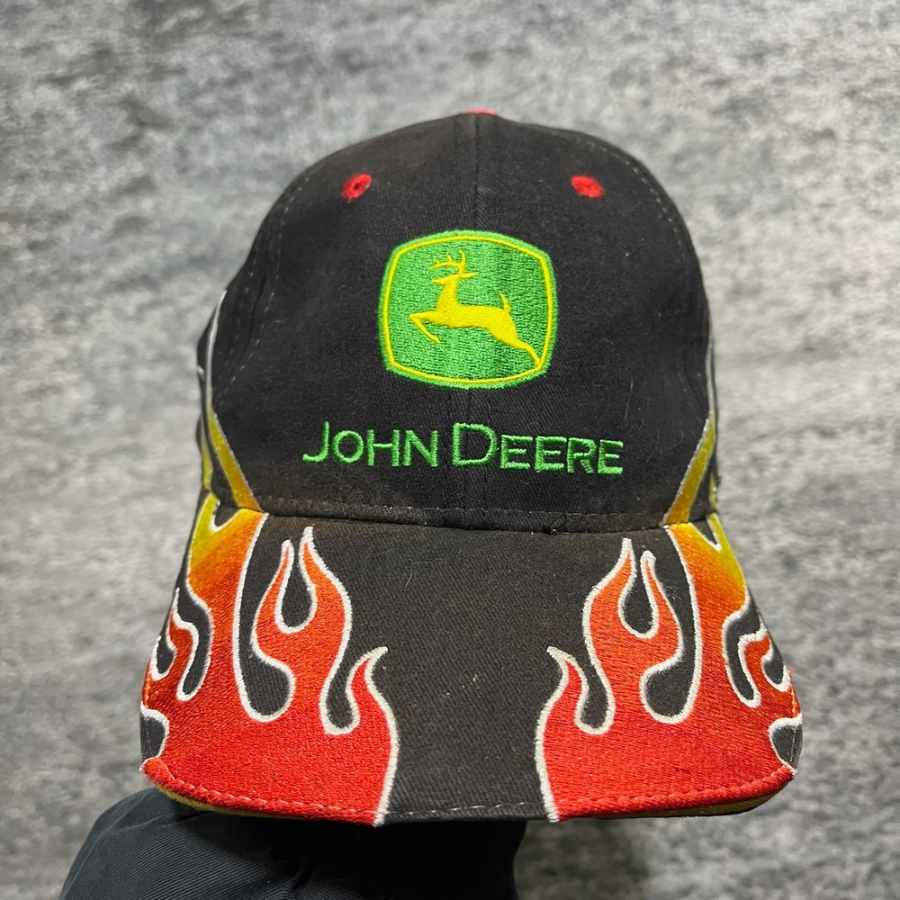 Vintage John Deere Hat Flames Hat‎ Embroidered Grunge Skater Y2K Adjustable Cap - Picture 2 of 7